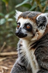 Obraz premium Curious Lemur in Forest Close-Up
