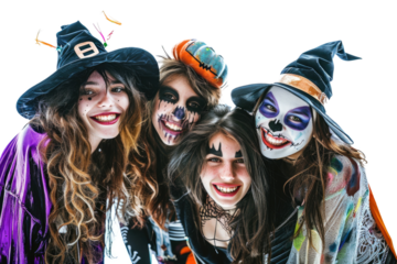Teenagers with halloween costume funny photo