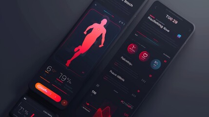 Obraz premium Modern Digital Health App Interface Showcasing Racewalking Progress and Fitness Metrics