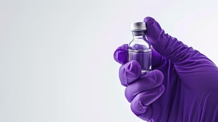 The vial with purple gloves.