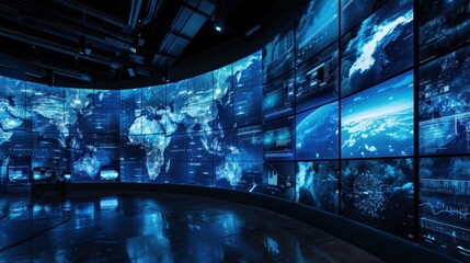 The futuristic digital world map