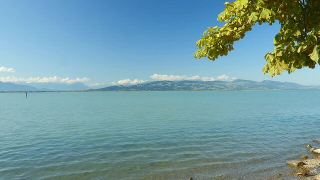 Beautiful Constance Lake on the German Coust Line in Lindau Island with View of Switzerland Mountains and St.Gallen Coustline