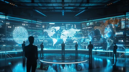 Futuristic Commodity Trading Hub with Advanced Holographic Displays for Strategic Decisions