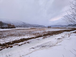 landscape with snow in Norway