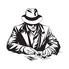 Gambler Playing Cards Stock Illustration isolated on white background