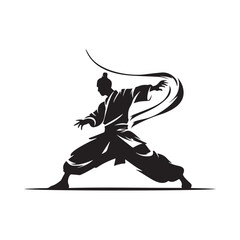 Fototapeta premium Aikido Fighter Vector Silhouette Symbol Illustration Stock Vector on white background