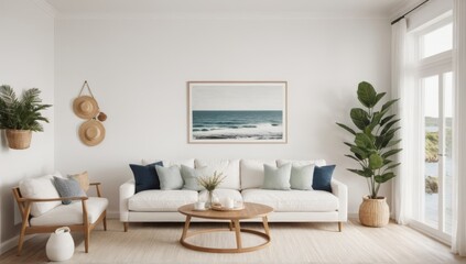 Modern comfortable living room interior with sofa and decoration accessories.