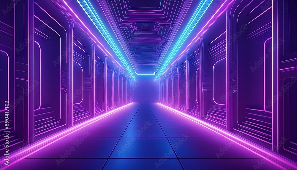 Poster generative ai illustration of abstract background of futuristic corridor