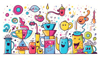 Obraz premium Pictures of coffee and coffee beans, coffee plants