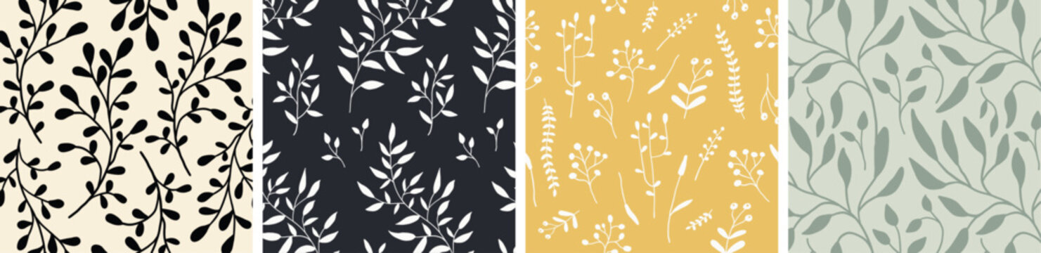 Set of floral seamless abstract pattern