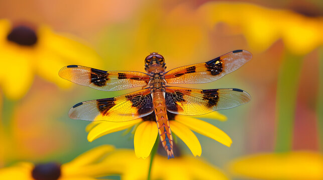 dragonfly on yellow flower - Powered by Adobe