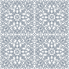 Монохромный  seamless pattern with arabesques  in a retro style. Vector illustration