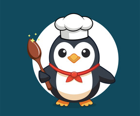 cute chef pinguin vector art