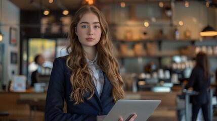 The woman with digital tablet