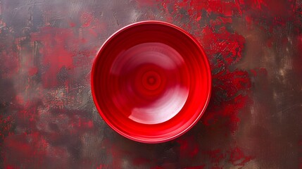 Striking Red Ceramic Bowl on Textured Background