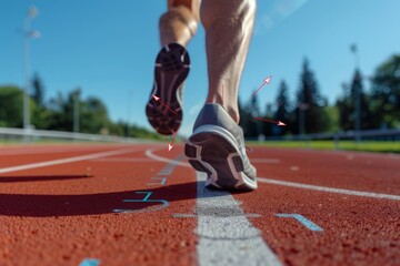 Professional Racewalker Demonstrating Precise Heel-to-Toe Technique on Outdoor Track for Educational Use