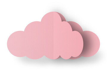 Pink paper clouds isolated on transparent background