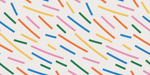Fun abstract background in childish doodle style. Festive minimal pattern in rainbow colors