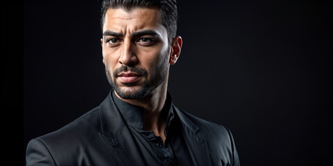 Obraz premium portrait of a man dressed in a suit and tie, exuding an air of professionalism and sophistication.