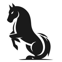 Black and white vector silhouette of a Horse isolated on white background	

