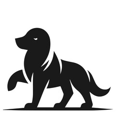 Black and white vector silhouette of a Dog isolated on white background	
