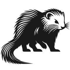 Black and white vector silhouette of a cute Monkey isolated on white background	
