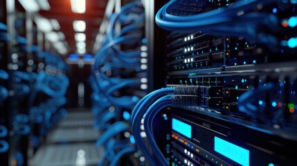 The server room with cables