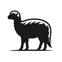 Black and white vector silhouette of a cute Sheep isolated on white background	

