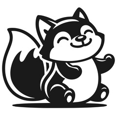 Black and white vector silhouette of a cute Cat isolated on white background	
