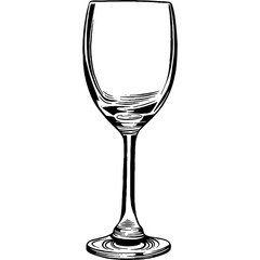 Hand drawn Wine Glass Sketch Illustration