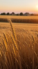 Obraz premium Wheat field at sunset, dramatic scene