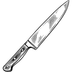 Hand drawn Chef's Knife Sketch Illustration