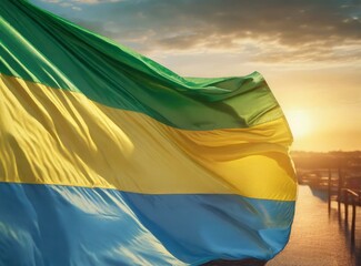 Gabon flag waving outdoor on the country