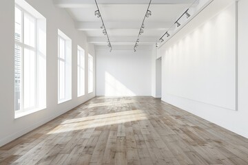 Empty Retail Space. Room in Gallery or Showroom with Wooden Interior