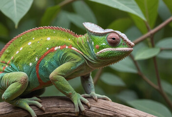 Obraz premium A chameleon blending in perfectly with its surroundings. 