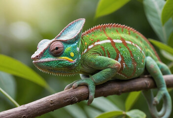 Obraz premium A chameleon blending in perfectly with its surroundings. 