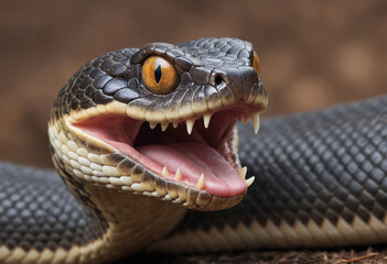 Fototapeta premium A close-up of a snakes forked tongue, used for smelling and tasting. 