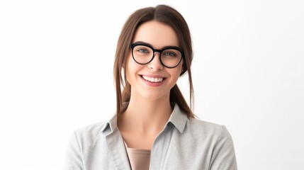 Photo of a smiling, confident, optimistic tech worker on a white background