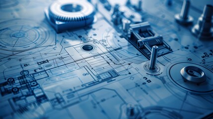 A blue drawing of a machine with a blue tube on top of it. The tube is surrounded by many small blue circles