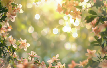 Fototapeta premium Sunlit blossoms with bokeh background in spring