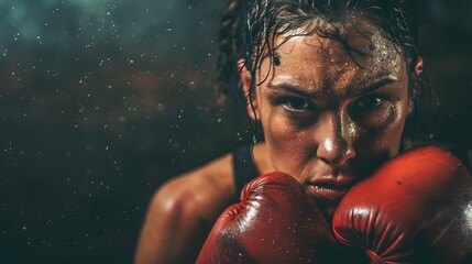 Studio shot of female boxer. 