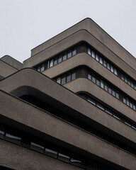 Brutalist Building with Rounded Corners