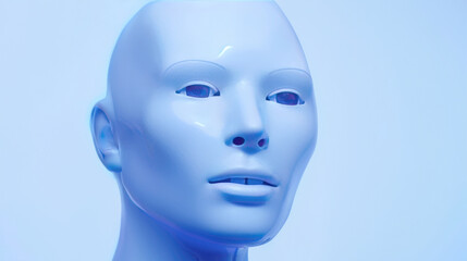 Close up of white robot face.