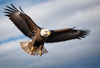 Obraz premium A majestic eagle soaring through the sky with a determined look. 