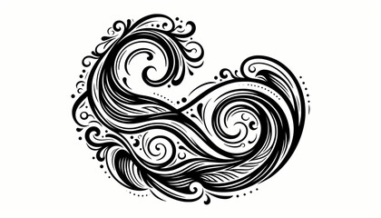 Fototapeta premium black and white abstract background, abstract floral background with swirls