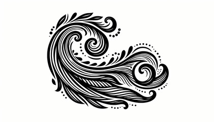 black and white abstract background, abstract floral background with swirls