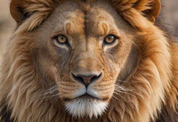 Fototapeta premium A photo of a lions mane, highlighting its power and majesty. 