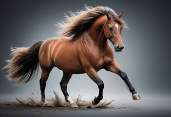 Obraz premium A photo of a horses flowing mane and powerful muscles. 