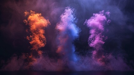 Obraz premium Colorful smoke explosions and blasts set isolated on a clean white background for impactful visuals