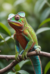 Fototapeta premium A chameleon blending in perfectly with its surroundings. 